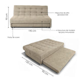Sofá Cama Tarima Brooke Camel 190x95cm Reclinable de Tres Puestos sin Apoya Brazos - SOFAS Y POLTRONAS | Bylmo