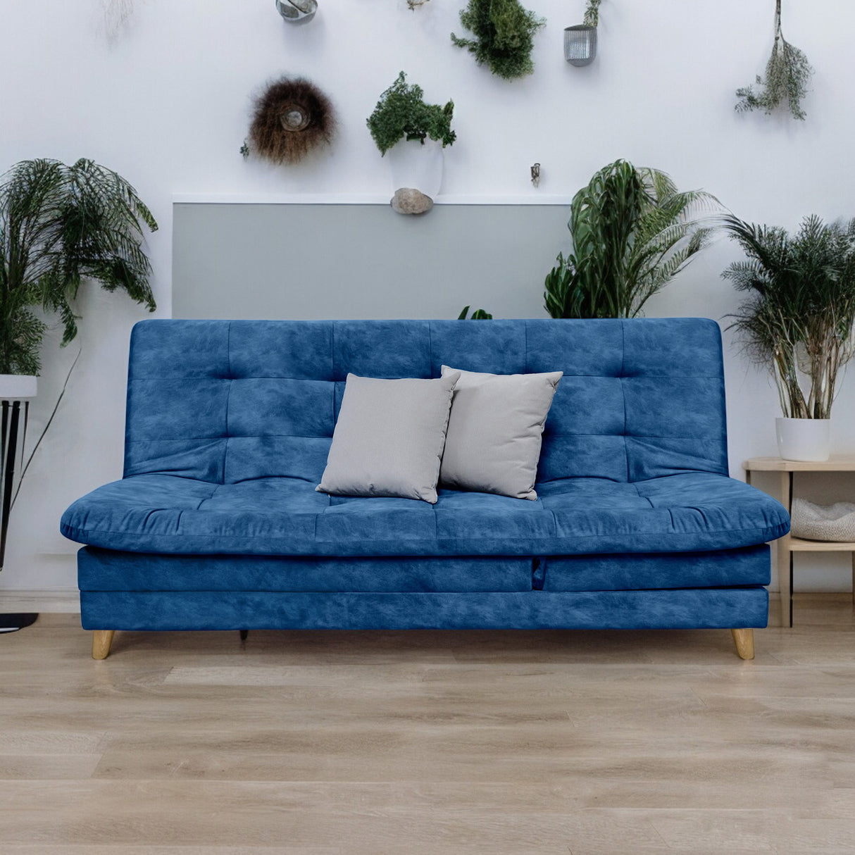 Sofá Cama Tarima Agassi Azul 190x95cm Reclinable de Tres Puestos sin Apoya Brazos - SOFAS Y POLTRONAS | Bylmo