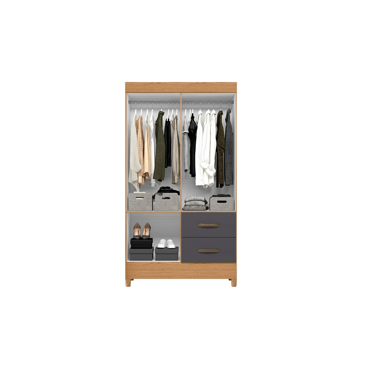 Closet Gris Grafito 98x181cm con Cuatro Puertas y Dos Cajones - CLOSETS | Bylmo