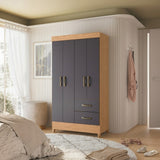 Closet Gris Grafito 98x181cm con Cuatro Puertas y Dos Cajones - CLOSETS | Bylmo