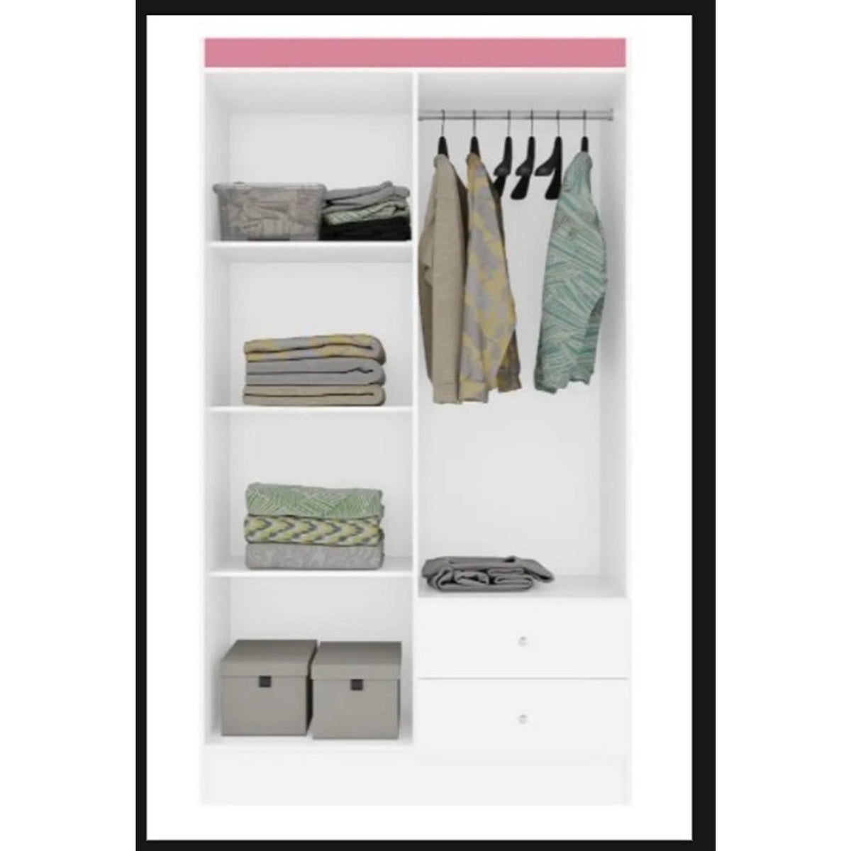 Closet Blanco 102x186cm con Cuatro Puertas y Dos Cajones