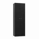 Mueble de Aseo Negro 55x185cm con Dos Puertas y Seis Compartimientos