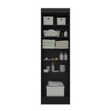 Mueble de Aseo Negro 55x185cm con Dos Puertas y Seis Compartimientos