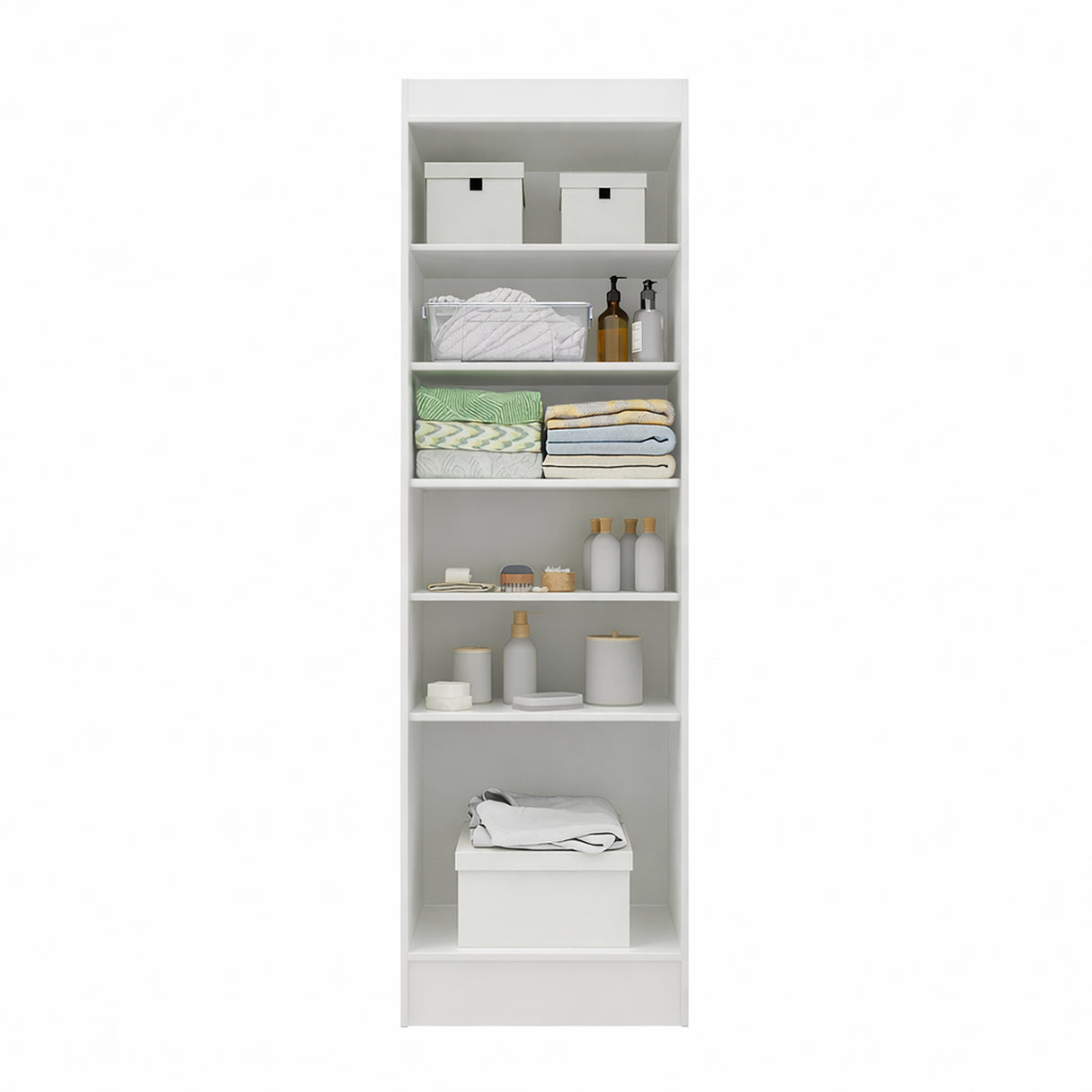 Mueble de Aseo Blanco 55x185cm con Dos Puertas y Seis Compartimientos