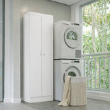 Mueble de Aseo Blanco 55x185cm con Dos Puertas y Seis Compartimientos