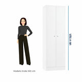 Mueble de Aseo Blanco 55x185cm con Dos Puertas y Seis Compartimientos