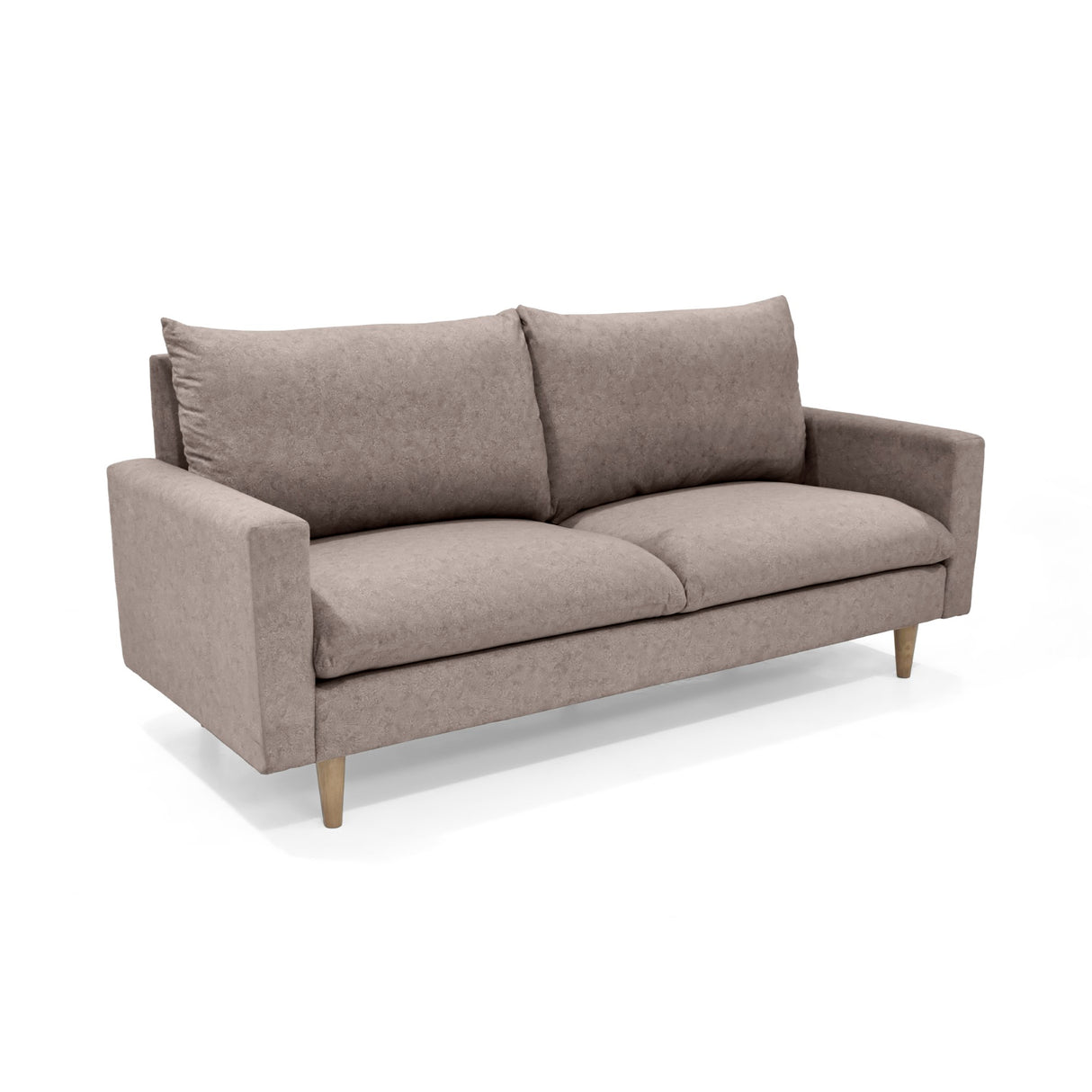 Sofá Taupe y Matiz Caoba 195x93cm de Tres Puestos con Apoya Brazos y con Patas