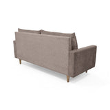 Sofá Taupe y Matiz Caoba 195x93cm de Tres Puestos con Apoya Brazos y con Patas