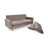 Sofá Taupe y Matiz Caoba 195x93cm de Tres Puestos con Apoya Brazos y con Patas