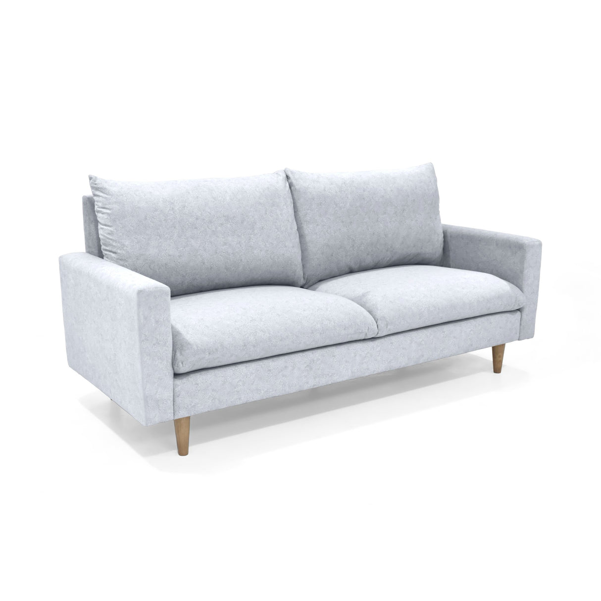 Sofá Plata y Matiz Caoba 195x93cm de Tres Puestos con Apoya Brazos y con Patas - SOFAS Y POLTRONAS | Bylmo