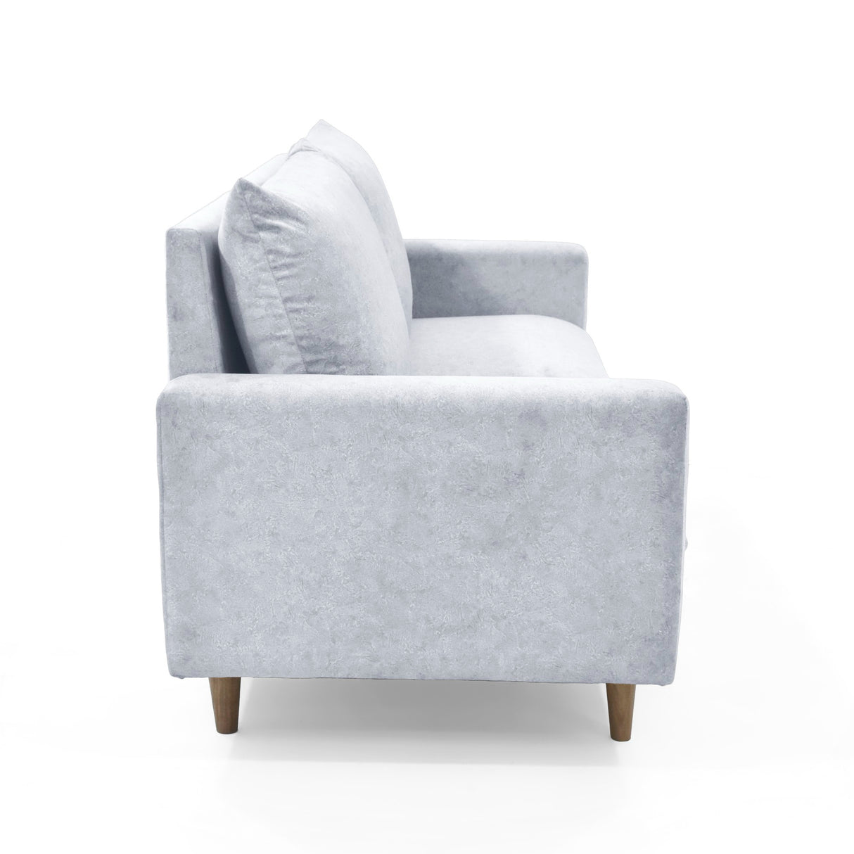 Sofá Plata y Matiz Caoba 195x93cm de Tres Puestos con Apoya Brazos y con Patas - SOFAS Y POLTRONAS | Bylmo