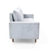 Sofá Plata y Matiz Caoba 195x93cm de Tres Puestos con Apoya Brazos y con Patas - SOFAS Y POLTRONAS | Bylmo