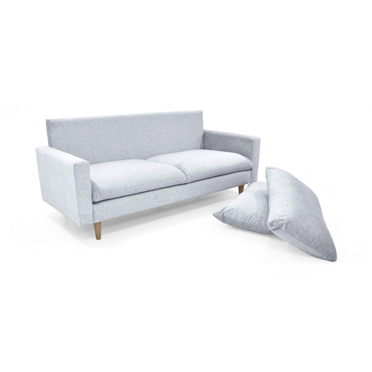 Sofá Plata y Matiz Caoba 195x93cm de Tres Puestos con Apoya Brazos y con Patas - SOFAS Y POLTRONAS | Bylmo