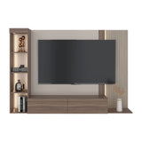 Panel de TV Gamma Capri y Avellana 184.2x127.5cm para TV Hasta 65 Pulgadas con Cuatro Compartimientos