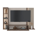 Panel de TV Gamma Capri y Avellana 184.2x127.5cm para TV Hasta 65 Pulgadas con Cuatro Compartimientos