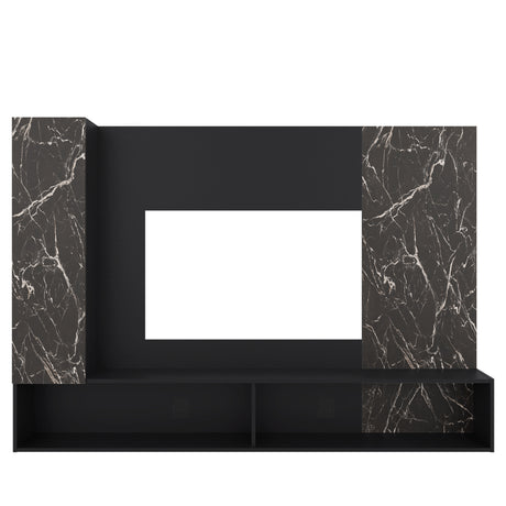 Panel de TV Beta Wengue y Mamba 185x128.5cm para TV Hasta 65 Pulgadas con Dos Compartimientos - MUEBLES DE TV | Bylmo