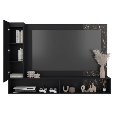 Panel de TV Beta Wengue y Mamba 185x128.5cm para TV Hasta 65 Pulgadas con Dos Compartimientos - MUEBLES DE TV | Bylmo