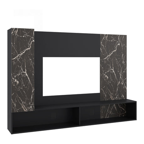 Panel de TV Beta Wengue y Mamba 185x128.5cm para TV Hasta 65 Pulgadas con Dos Compartimientos - MUEBLES DE TV | Bylmo