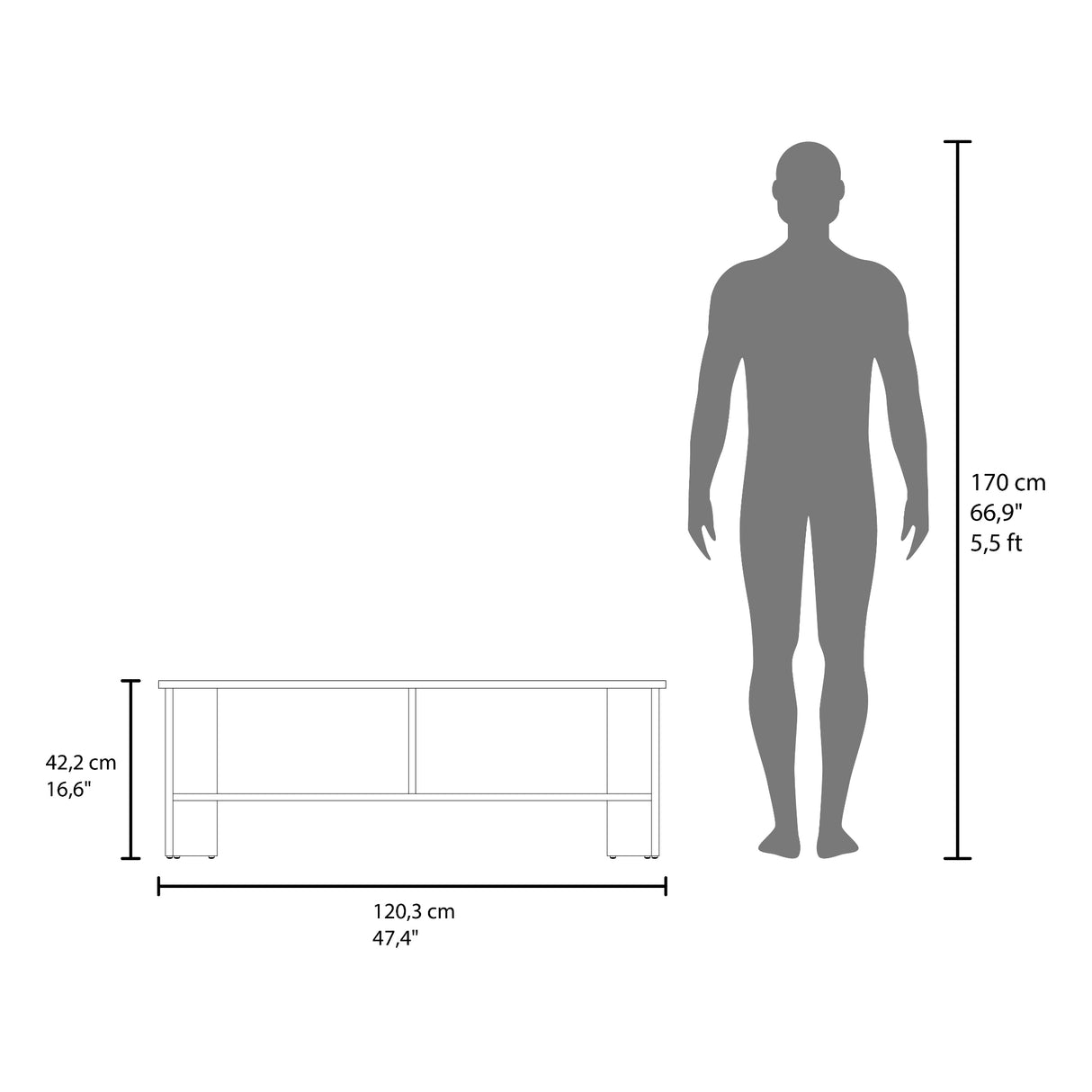 Mesa para TV Navia Wengue 120.3x42.1cm para TV Hasta 55 Pulgadas con Un Compartimiento - MUEBLES DE TV | Bylmo