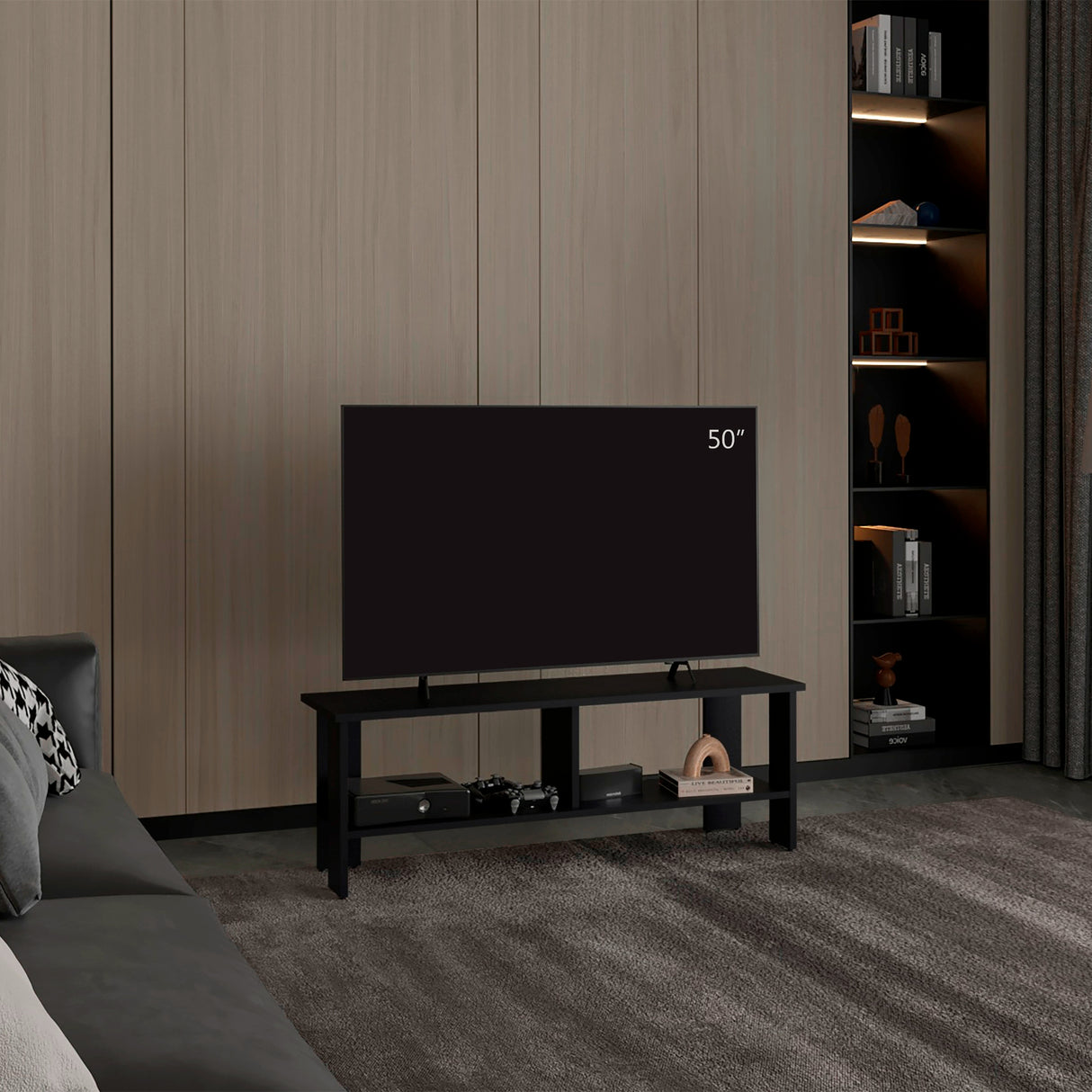 Mesa para TV Navia Wengue 120.3x41.9cm para TV Hasta 55 Pulgadas con Dos Compartimientos - MUEBLES DE TV | Bylmo