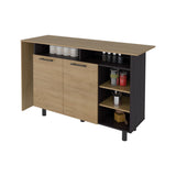Isla de Cocina Corcega Wengue y Fresno 180x212cm con Cinco Compartimientos y con Dos Entrepaños - BARRAS Y MUEBLES AUXILIARES | Bylmo