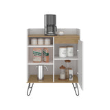 Mueble Auxiliar de Cocina Espresso Blanco y Fresno 80x99.4cm con Tres Compartimientos y con Tres Entrepaños - BARRAS Y MUEBLES AUXILIARES | Bylmo