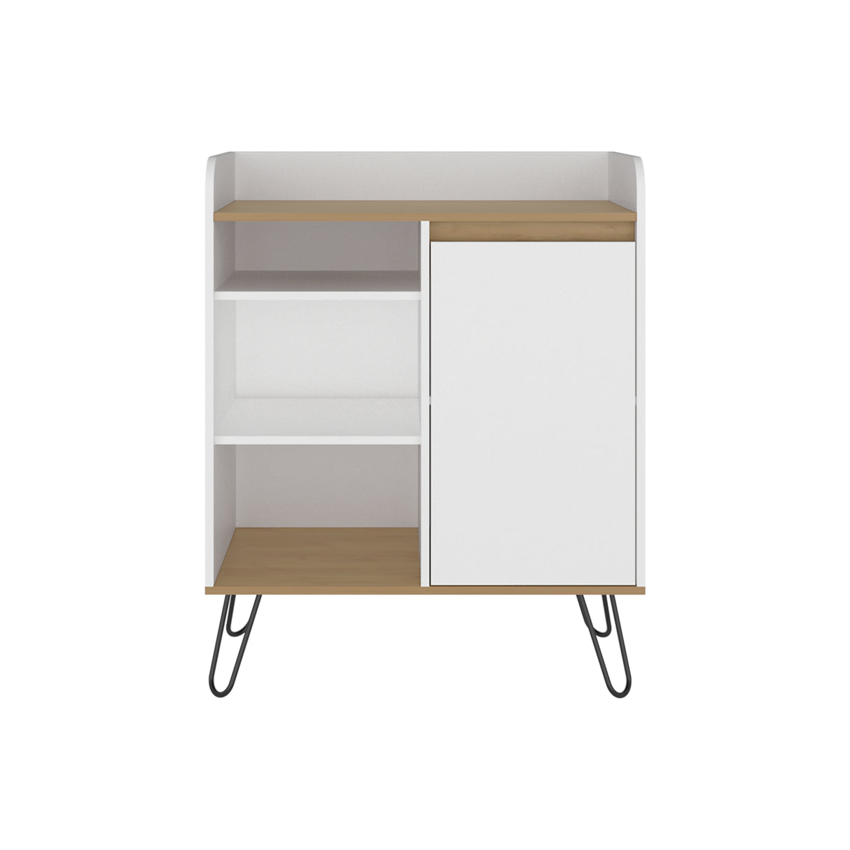 Mueble Auxiliar de Cocina Espresso Blanco y Fresno 80x99.4cm con Tres Compartimientos y con Tres Entrepaños - BARRAS Y MUEBLES AUXILIARES | Bylmo