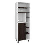 Mueble Auxiliar de Cocina Carajillo Blanco y Nogal 60x180cm con Cinco Compartimientos y con Cinco Entrepaños - BARRAS Y MUEBLES AUXILIARES | Bylmo