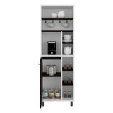 Mueble Auxiliar de Cocina Carajillo Blanco y Nogal 60x180cm con Cinco Compartimientos y con Cinco Entrepaños - BARRAS Y MUEBLES AUXILIARES | Bylmo