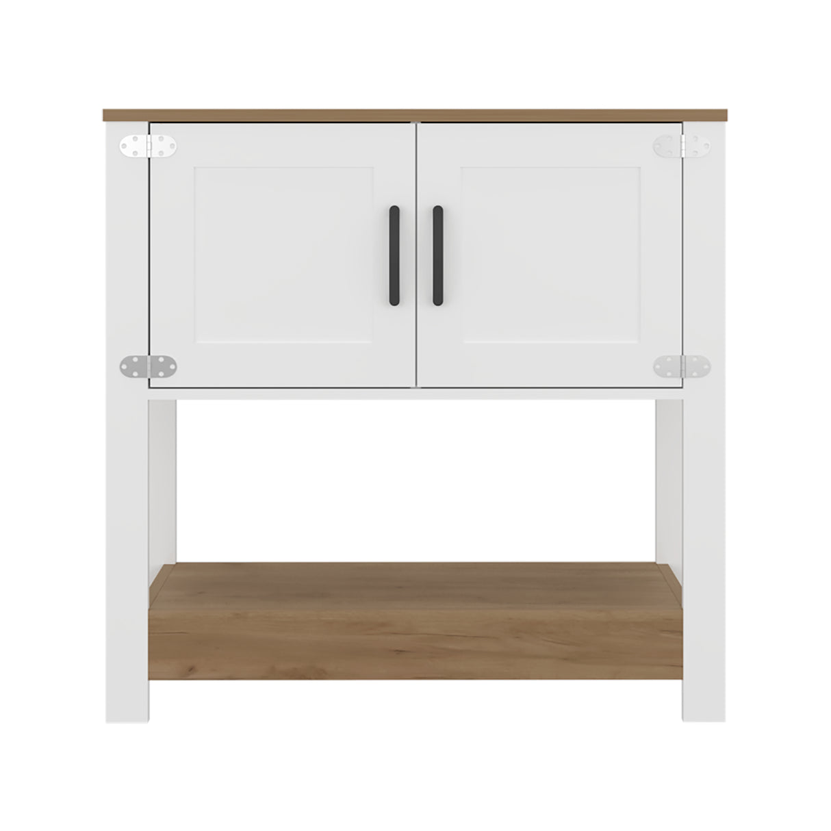 Mueble Auxiliar de Cocina Latte Blanco y Fresno 89x88cm con Dos Compartimientos - BARRAS Y MUEBLES AUXILIARES | Bylmo