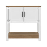 Mueble Auxiliar de Cocina Latte Blanco y Fresno 89x88cm con Dos Compartimientos - BARRAS Y MUEBLES AUXILIARES | Bylmo