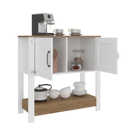 Mueble Auxiliar de Cocina Latte Blanco y Fresno 89x88cm con Dos Compartimientos - BARRAS Y MUEBLES AUXILIARES | Bylmo