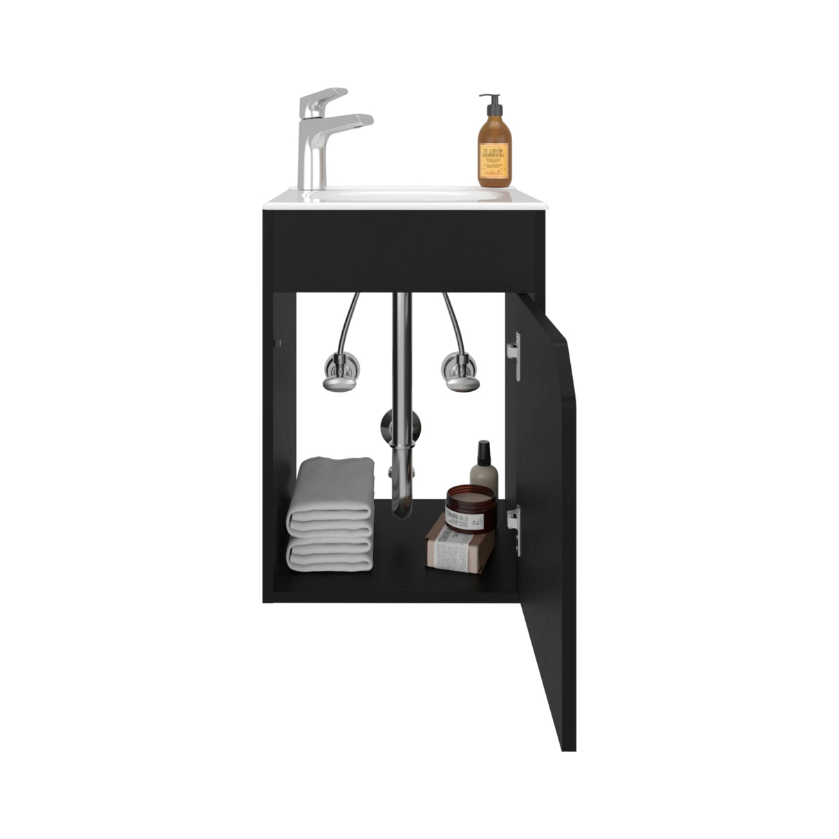 Mueble para Lavamanos Bethel Wengue 39.4x55cm Individual con Lavamanos y con Una Puerta