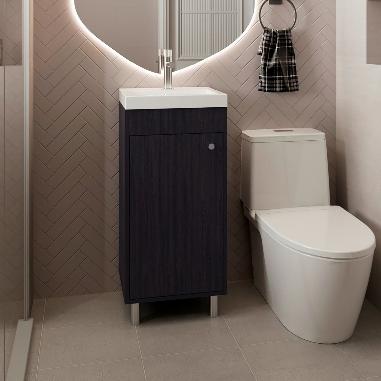 Mueble para Lavamanos Rivera Wengue 40.2x84cm Individual con Lavamanos y con Una Puerta - MUEBLES PARA LAVAMANOS | Bylmo