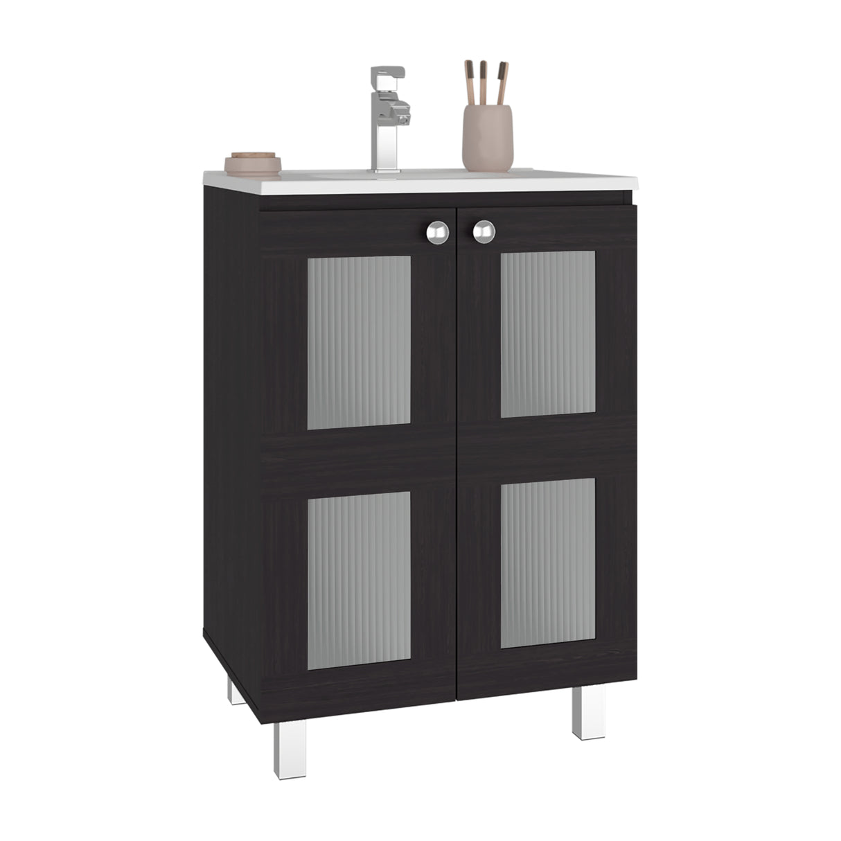 Mueble para Lavamanos Haysi Wengue 59.3x86.5cm Individual con Lavamanos y con Dos Puertas - MUEBLES PARA LAVAMANOS | Bylmo