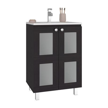 Mueble para Lavamanos Haysi Wengue 59.3x86.5cm Individual con Lavamanos y con Dos Puertas - MUEBLES PARA LAVAMANOS | Bylmo