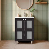 Mueble para Lavamanos Haysi Wengue 59.3x86.5cm Individual con Lavamanos y con Dos Puertas - MUEBLES PARA LAVAMANOS | Bylmo