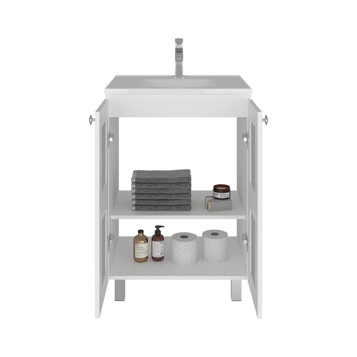 Mueble para Lavamanos Haysi Blanco 59.3x86.5cm Individual con Lavamanos y con Dos Puertas
