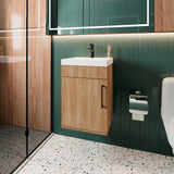 Mueble para Lavamanos Oxford Fresno Europeo 39.6x54.1cm Individual con Lavamanos y con Una Puerta - MUEBLES PARA LAVAMANOS | Bylmo