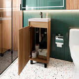 Mueble para Lavamanos Oxford Fresno Europeo 39.6x86.4cm Individual con Lavamanos y con Una Puerta