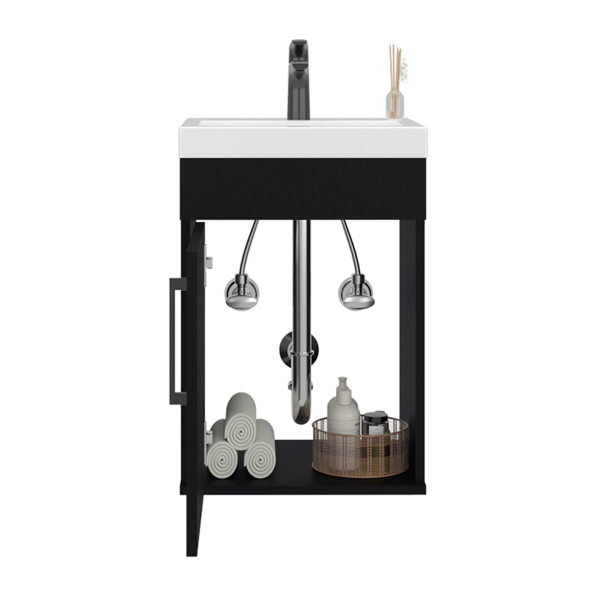 Mueble para Lavamanos Oxford Wengue 39.6x54.1cm Individual con Lavamanos y con Una Puerta - MUEBLES PARA LAVAMANOS | Bylmo