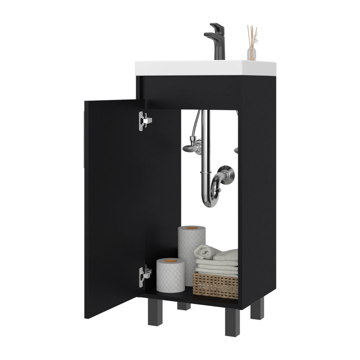 Mueble para Lavamanos Oxford Wengue 39.6x86.4cm Individual con Lavamanos y con Una Puerta - MUEBLES PARA LAVAMANOS | Bylmo
