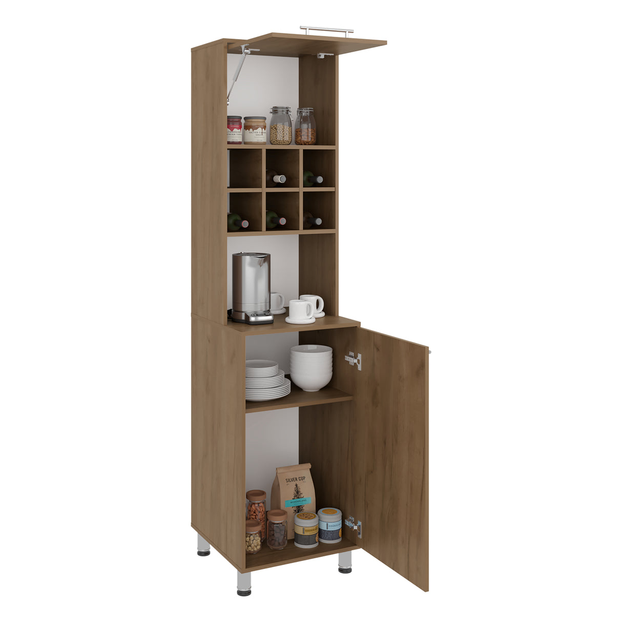 Alacena Attica Fresno 50x204cm con Dos Puertas y con Patas
