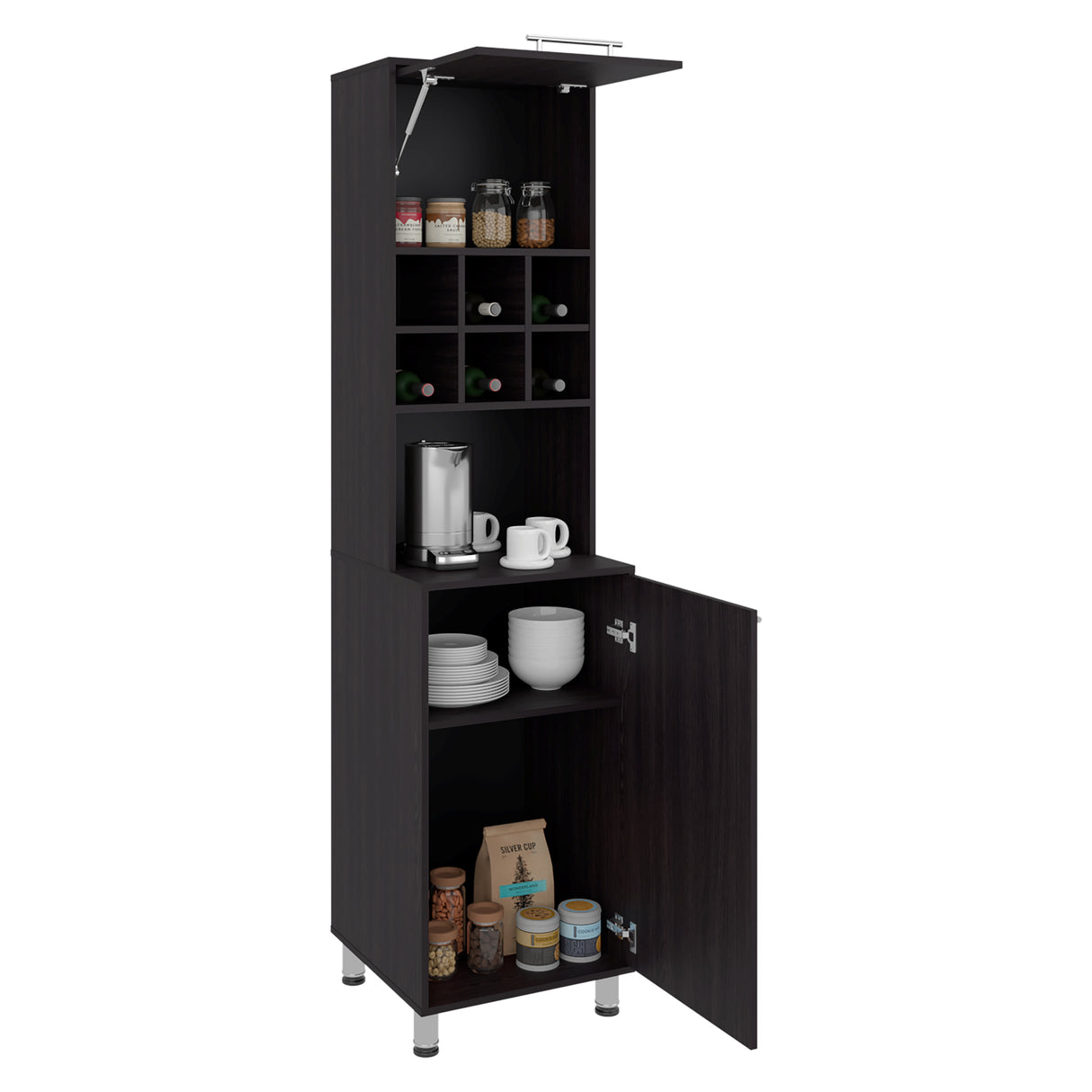 Alacena Attica Wengue 50x204cm con Dos Puertas y con Patas - ALACENAS Y MUEBLES MICROONDAS | Bylmo