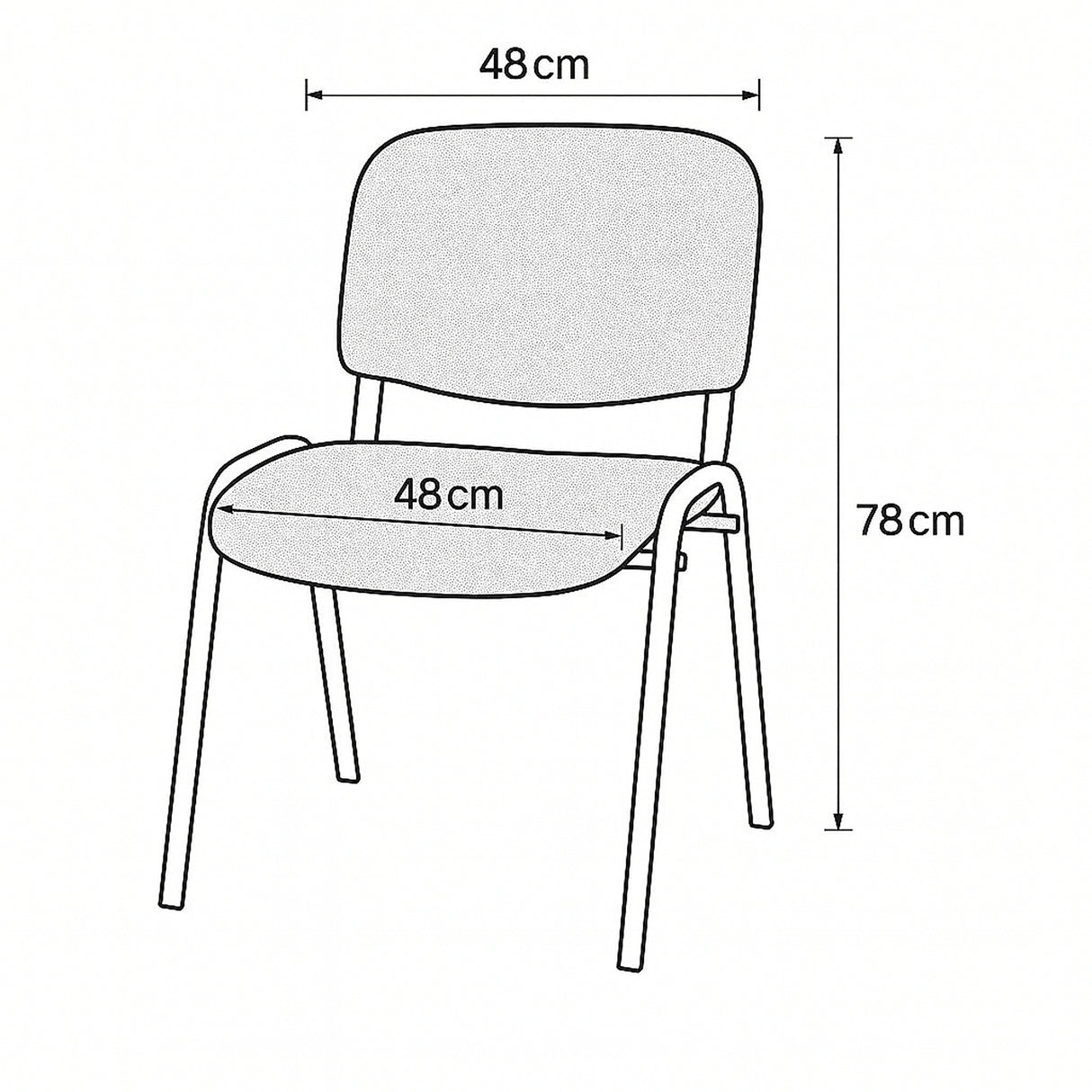 Silla Interlocutora Negro 48x78cm Apilable sin Espaldar y sin Apoya Brazos - SILLAS DE OFICINA | Bylmo