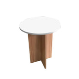 Mesa de Centro Lenon Madera Natural y Blanco 45x54cm Circular