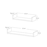 Set de 2 Repisas Toscana Madera Natural y Negro 57x8cm Rectangulares con Dos Entrepaños