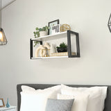 Repisa Vega Blanco y Negro 52x18cm Rectangular con Dos Entrepaños