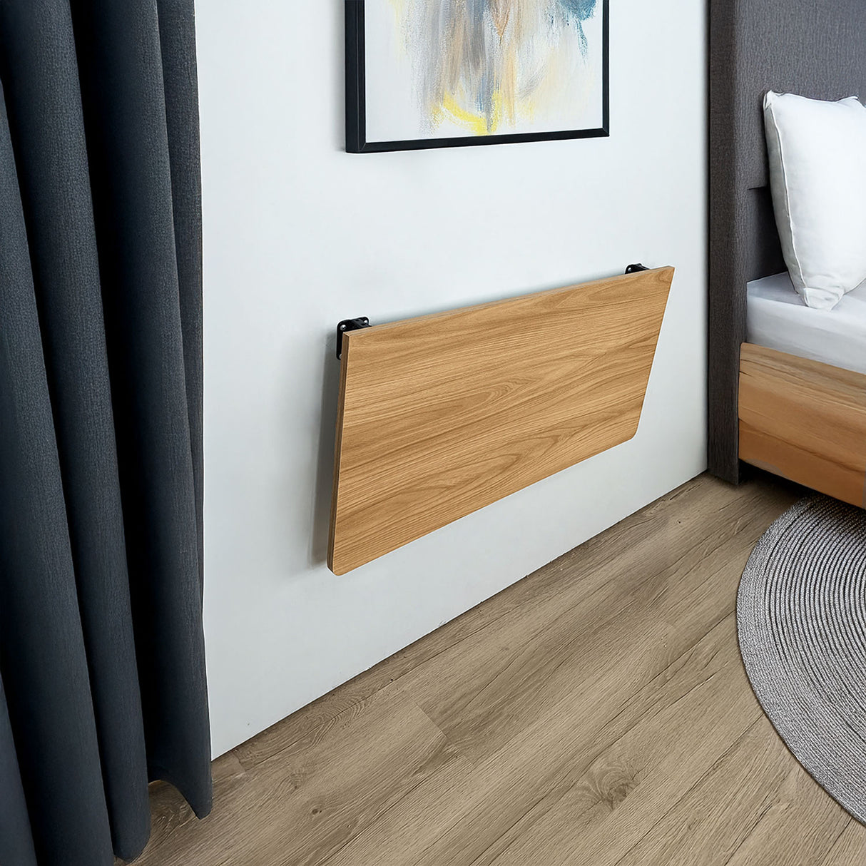 Escritorio Plegable Madera Natural 80x3cm Flotante y Minimalista