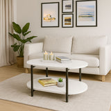 Mesa de Centro Kenia Blanco y Negro 81x38cm Ovalado